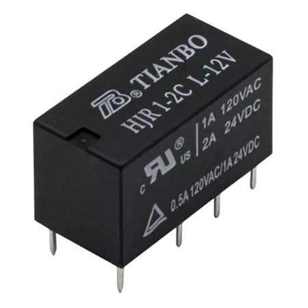 Relé Duplo Contato 12V 2A HJR1-2CL-12V Tianbo 8 Pinos