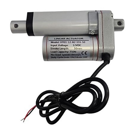 Atuador Eletromecânico Linear 12VDC 75kg Curso 50mm HY01-12-A2-155-50