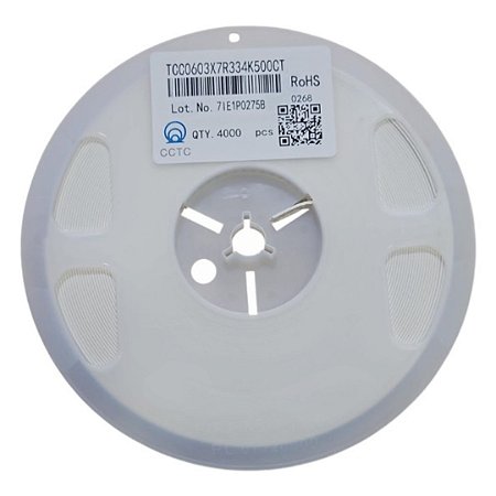 TCC0603X7R334K500CT Capacitor Cerâmico 330nF 50V 0603 10% - 4.000 Pçs