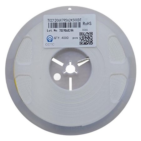 TCC1206X7R562K500DT Capacitor SMD 5.6nF 50V 1206 10% Rolo 4.000 Peças