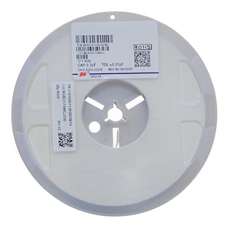 Rolo com 4.000 Capacitor SMD 3.3pF 50V NP0/C0G 0603 - 0603CG3R3C500NT