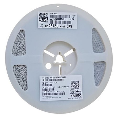 Rolo 4 Mil Peças Resistor SMD 3.9K Ohms 2512 1 Watt 5% RC2512JK073K9