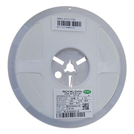 0805W8J0221T5E - Resistor SMD 220R 0805 125mW 5% - Rolo 5.000 Unidades