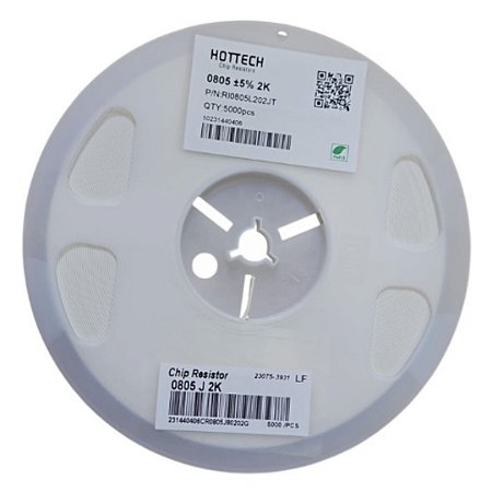 Rolo 5.000x Resistor SMD 2KΩ 0805 125mW Tolerância 5% RI0805L202JT