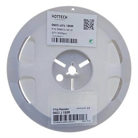Rolo 5 Mil Peças Resistor SMD 180 Ohms 0603 1/10W 5% RI0603L181JT