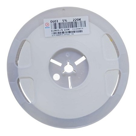 Resistor Chip SMD 220K 0603 0,1W 5% CL0603JN 220K – Rolo 5.000 Peças