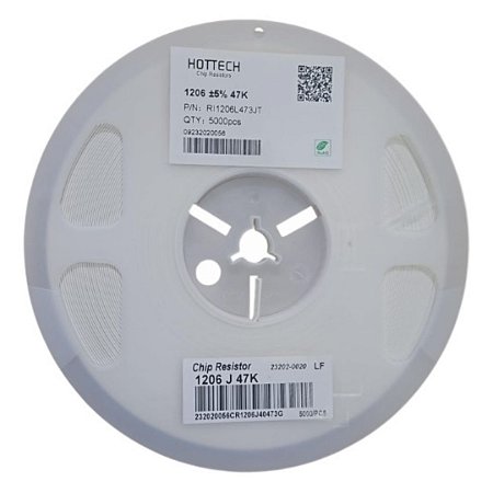 Resistor Chip SMD 47K 1206 1/4W 5% RI1206L473JT - Rolo com 5.000 Peças