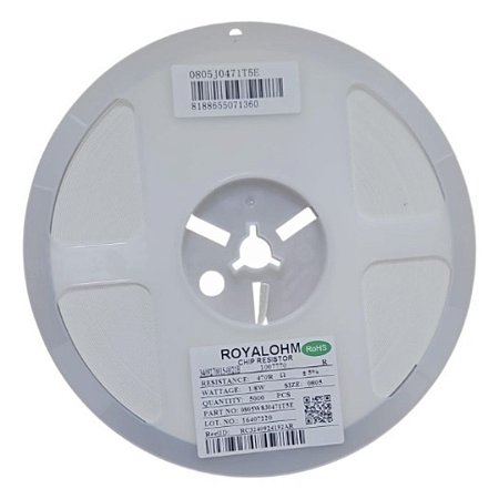 Resistor SMD 470Ω 0805 1/8W 5% Rolo com 5.000 Peças – 0805W8J0471T5E