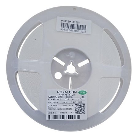 Rolo 5.000x Resistor 33 Ohms SMD 0603 0,1W 5% Código 0603WAJ0330T5E
