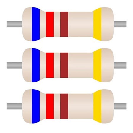 100x Resistor 620 Ohms 1/4W Axial Tolerância 5%