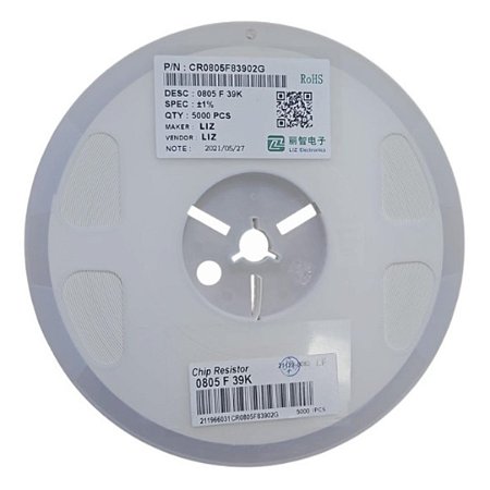 Rolo com 5.000 Peças Resistor SMD 39KΩ 0805 1/8W 1% CR0805F83902G