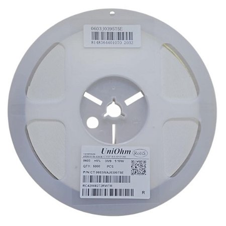 Rolo 5.000x Resistor SMD 3.9M Ohms 0603 0,1W 5% (0603WAJ0395T5E)