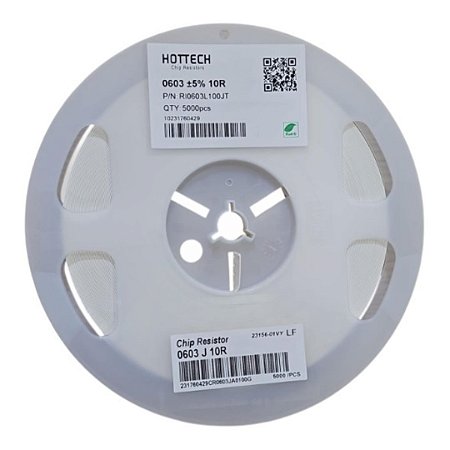 Resistor SMD 10Ω 0603 0,1W 5% RI0603L100JT – Rolo com 5.000 Peças