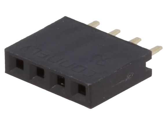 Barra Soquete Fêmea 1x4 Pinos PTH 2,54mm