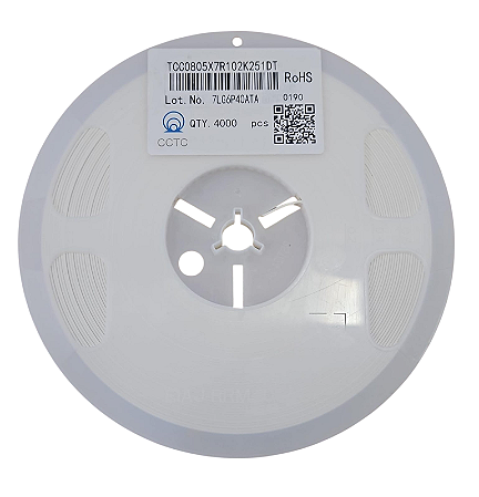 Capacitor MLCC SMD 1nF 250V 10% 0805 TCC0805X7R102K251DT - Rolo 4.000x