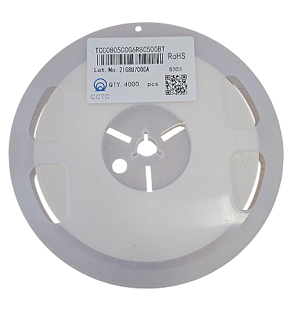 Rolo 4.000 Capacitores MLCC SMD 6,8pF 50V 0805 - TCC0805C0G6R8C500BT
