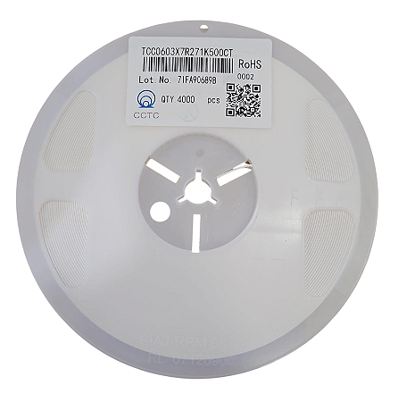 Capacitor SMD 0603 270pF 10% 50V X7R TCC0603X7R271K500CT - 4.000 Peças