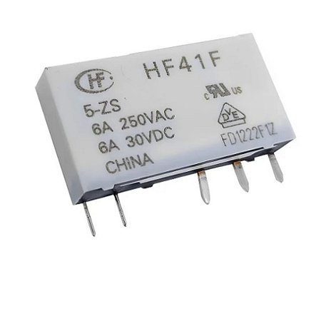 Relé de Potência HF41F 5-ZS Bobina 5V 6A 250VAC
