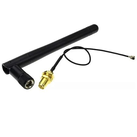 Kit Antena WiFi 3dBi 2.4GHz SMA Macho com Cabo Pigtail U.FL IPEX