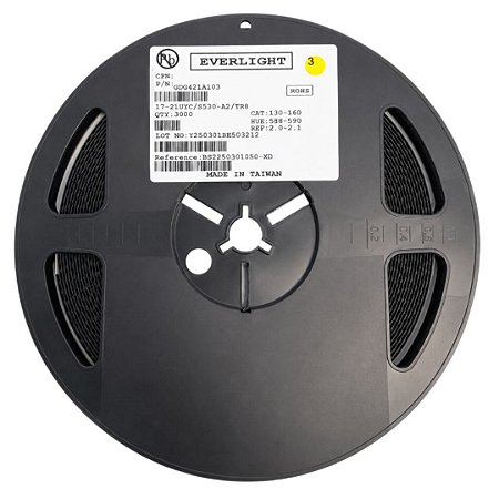 LED SMD 0805 Amarelo 589nm 43MCD (17-21UYC/S530-A2/TR8) - 3.000 Peças