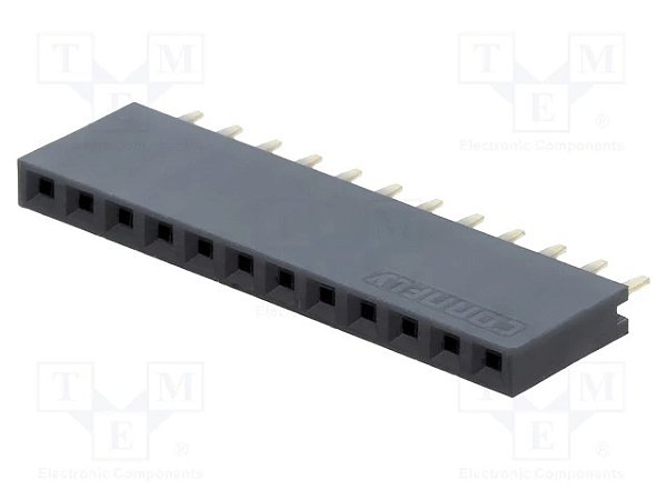 Conector Fêmea 1x12 Pinos Passo 2,54mm DS1023-1*12S21