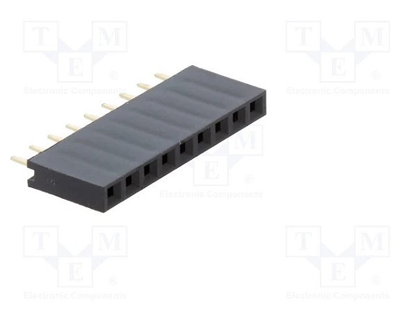 Barra de Pinos Fêmea MCI 9 Vias 180° 2,54mm