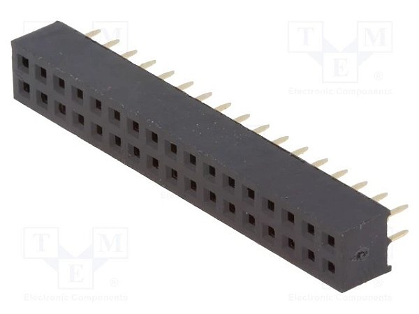Barra Fêmea Dupla 34 Pinos 2x17 Passo 2,00mm DS1026-05-2x17S8BV