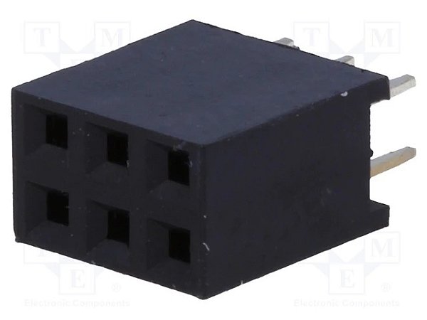 Barra Fêmea Dupla 2x3 6 Pinos Passo 2,54mm DS1023-2x3S21