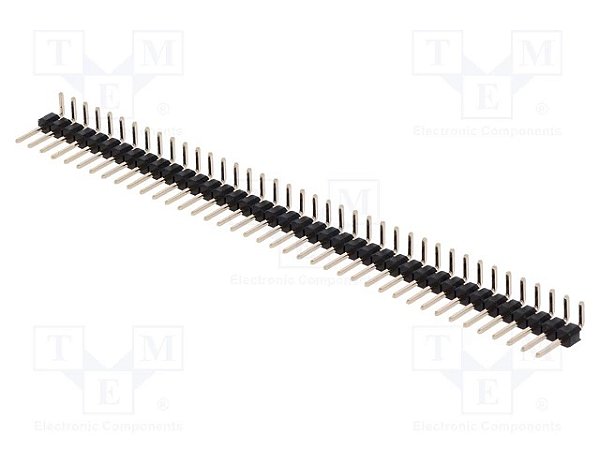 Barra de Pinos Macho 40 Vias 90 Graus Dourada 2,54mm para PCB