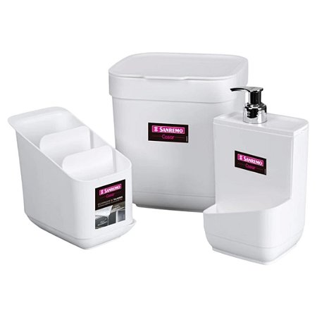 Conjunto de Acessórios para Pia Sanremo Branco em Material Plástico