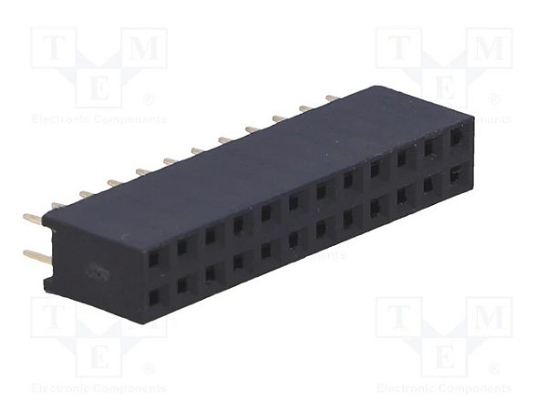 Barra de Pinos Fêmea MCI 2x12 Vertical 180° Passo 2,54mm