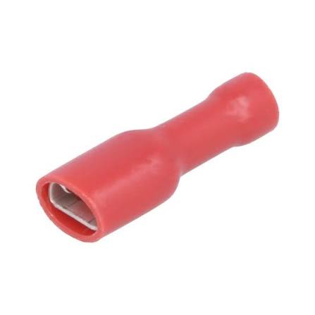 Terminal Elétrico Faston Fêmea Isolado 4.8mm Vermelho Bitola 0.25-1mm²