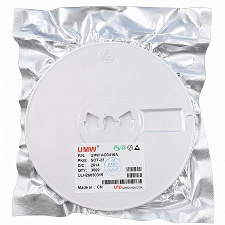 Transistor MOSFET AO3416A SMD SOT23 20V 6A Baixa Resistência RDS(on) Rolo 3000 Peças