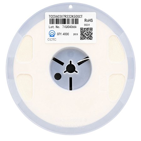 TCC0603X7R332K500CT - Capacitor MLCC 3,3nF 50V 0603 10% - 4.000 Pçs