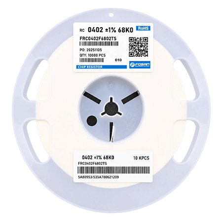 Rolo 10.000x Resistor SMD 68K0 0402 Precisão 1% FRC0402F6802TS