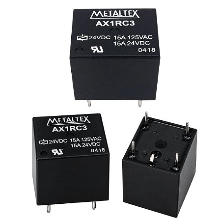 Relé Eletromecânico 24VDC 15A 5 Pinos Metaltex AX1RC3