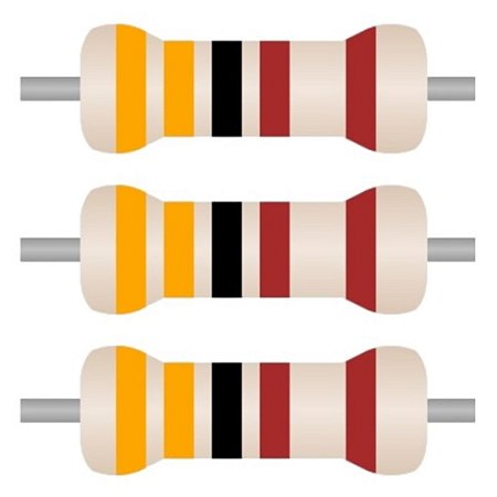 100x Resistor Axial 3K3 Ohms ±1% 0,25W (1/4W) CR25