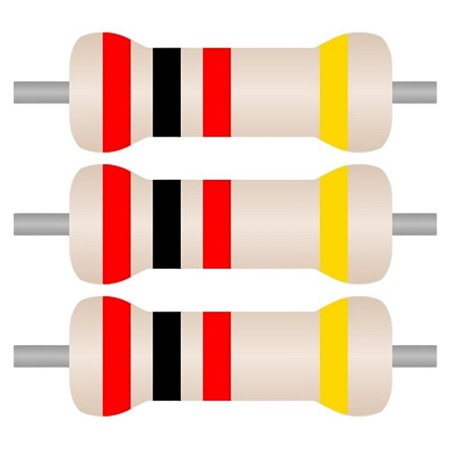 100x Resistor Axial 2K Ohms ±5% 0,25W (1/4W) CR25