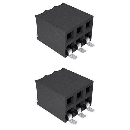 Receptáculo Fêmea SMD 6 Vias 2x3 Passo 2.54mm Samtec SSM-103-L-DH-TR
