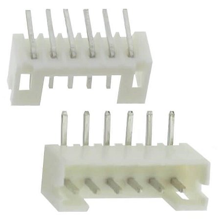 Conector Macho KK 6 Pinos 2,5mm 90° SMD Branco DS1069-6M