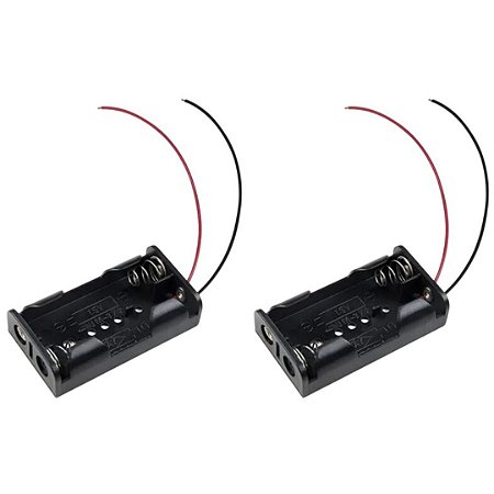 Suporte Preto para 2 Pilhas AA - Modelo Tipo Canoa