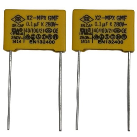 Capacitor Poliéster X2-MPX 100nF 0.1uF 280VAC Passo 15mm 10% (104)
