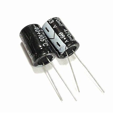 Capacitor 470uF 63V Eletrolítico Radial 85°C 13x20mm