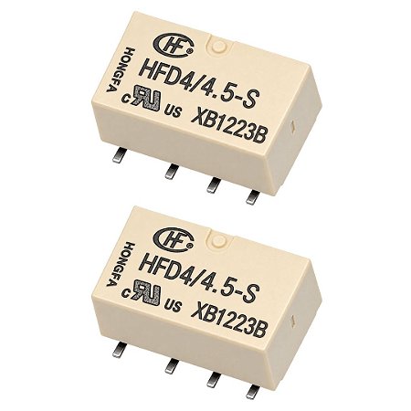 HFD4/4.5-SR Relé Eletromecânico SMD 4.5V 2A 8 Pinos Alta Sensibilidade