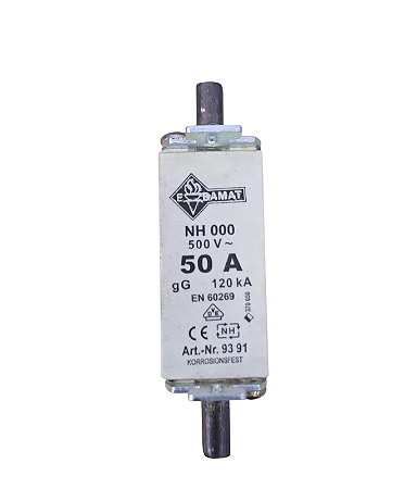Fusível NH000 gG 50A 500VAC 120kA Ação Retardada EBAMAT