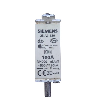 Fusível 3NA3830 Siemens 100A NH000 gL/gG 500V 120kA