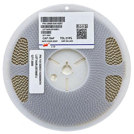 1206B103K102NT - Rolo com 3.000 Capacitores Cerâmicos 10nF 1000V 1206