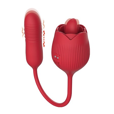 Estimulador Recarregável em Formato de Flor com Linguinha Vibratória (10 modos) e Sobe-e-Desce (3 modos)