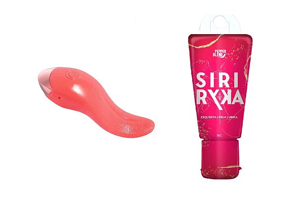 Kit Vibrador em formato de língua Recarregável + Gel Comestível Siririka