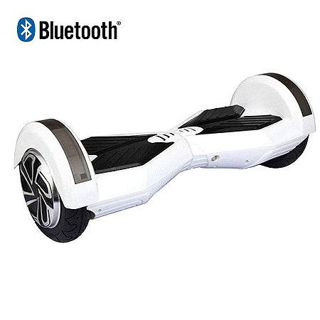Hoverboard Skate Elétrico Smart Balance Wheel com Bluetooth 8 polegadas - Branco com Preto